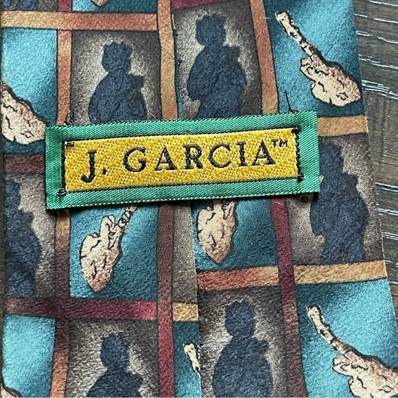 J. Garcia Silk Mandolin Player Print Collection Seven Tie - Picture 3 of 6